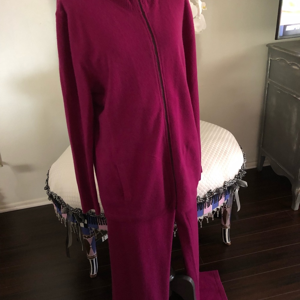 Nm 100% Cashmere Berry Colored Jacket Size Xl *Ma… - image 3